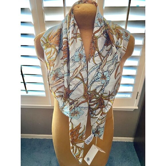 tory burch climbing palms square scarf cotton 36”x36” $228 #144936 - Picture 4 of 11